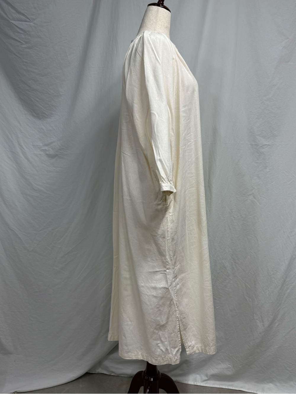 Old Navy Cream Maxi Dress Linen Blend 3/4 Sleeve - Picture 2 of 9
